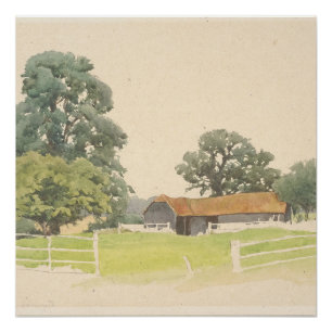 Póster Un corral de campo de Bedfordshire (siglo XIX)