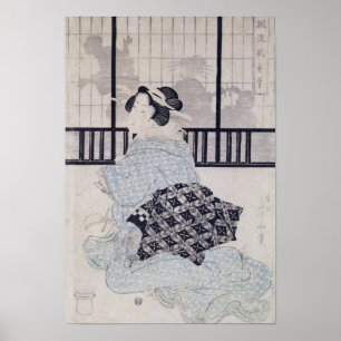 Póster Un cortesano con un Shamisen
