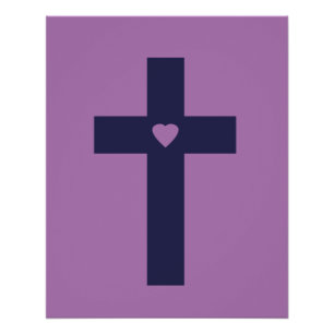 Póster Un Crucifijo con Corazón Arte de Amor Sagrado