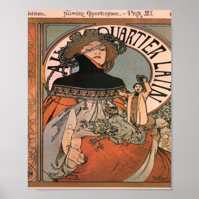 Póster Un cuartil latino Alphonse Mucha (Frente)