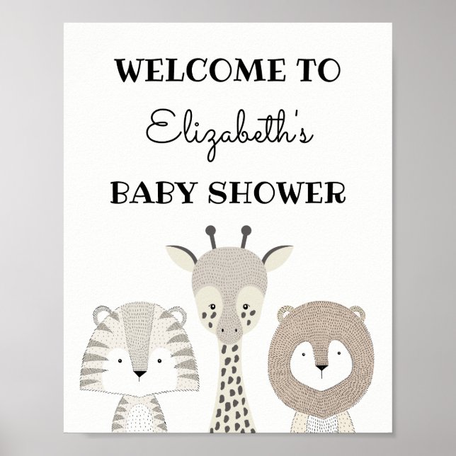Póster Un cumpleaños salvaje para Baby Shower, un Safari  (Frente)