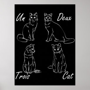 Póster Un Deux Trois Cat Gracioso Francés