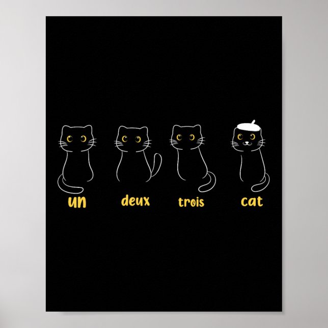 Póster Un Deux Trois Cat Gracioso Gato Amantes (Frente)