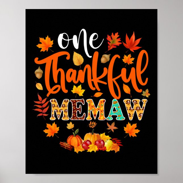 Póster Un Día De Acción De Gracias Memaw Gracioso Caída D (Frente)