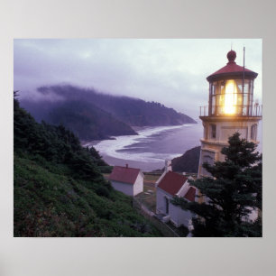 Póster Un día nublado en la costa de Oregón en la Heceta