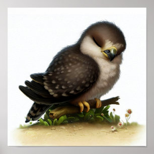 Póster Un dibujo digital de un joven halcón peregrino