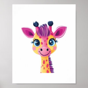 Póster Un diseño alegre y caprichoso de una jirafa joven