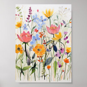Póster Un diseño floral caprichoso, flores silvestres