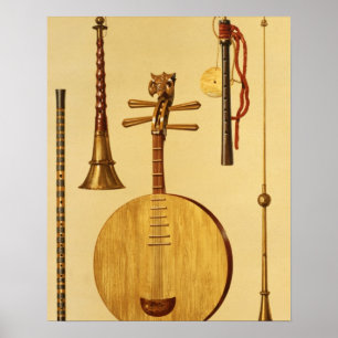 Póster Un dizi, un sona, un yueqin, chino, un japonés