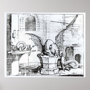 Póster Un dragón en un taller