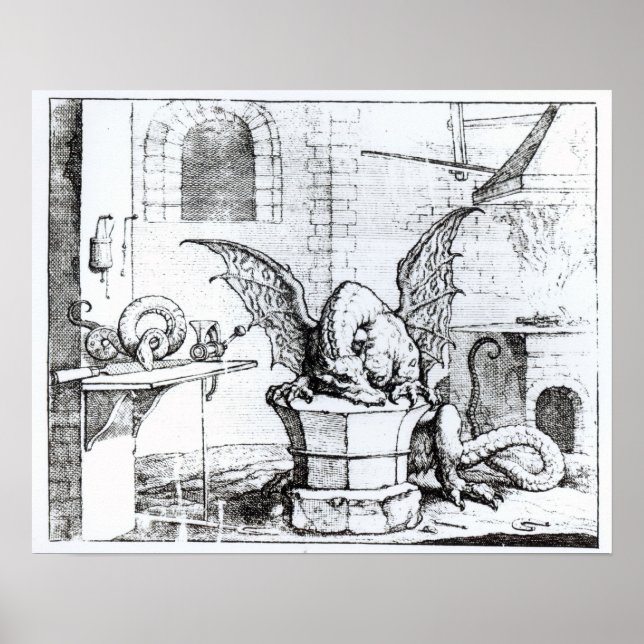 Póster Un dragón en un taller (Frente)