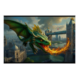 Póster Un dragón galés verde aterroriza a Londres