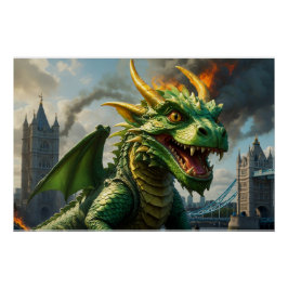Póster Un dragón galés verde aterroriza a Londres