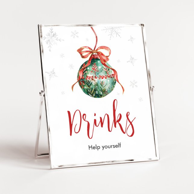 Póster Un dulce Navidad que Baby Shower bebe (Merry Little Christmas Ornaments Baby Shower Drinks Sign )