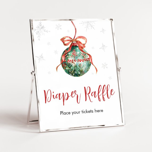 Póster Un dulce Navidades Baby Shower Diaper Raffle (Merry Little Christmas Ornaments Baby Shower Diaper Raffle Sign)