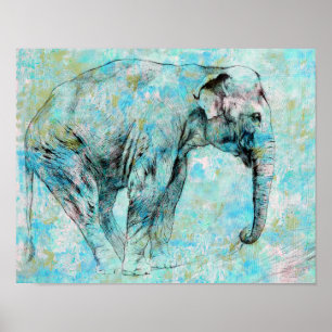 Póster un elefante azul