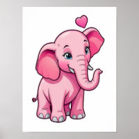 Un elefante pequeño y rosado con amor