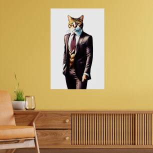 Póster Un elegante gato de jengibre en su traje