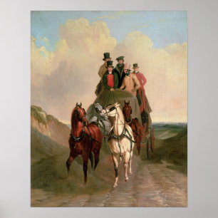 Póster Un entrenador y cuatro en una carretera abierta
