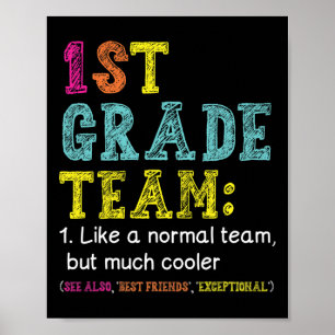 Póster Un equipo divertido de primer grado como normal pe