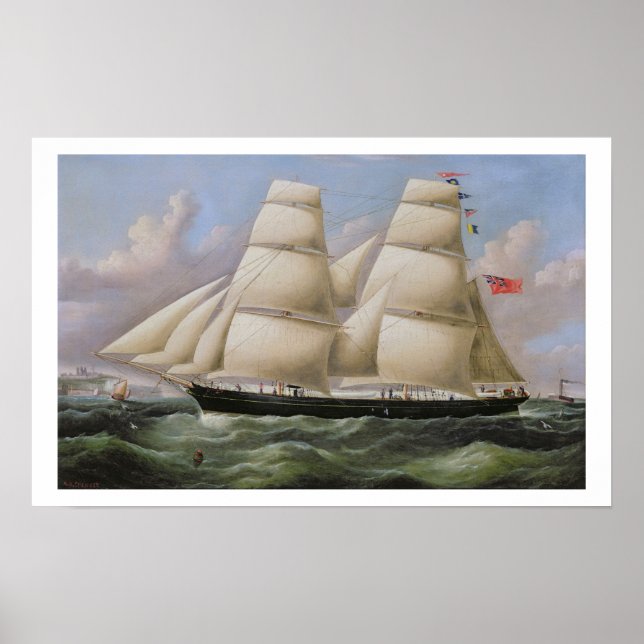 Póster Un escolta de dos mástiles en Dover (aceite en lie (Frente)