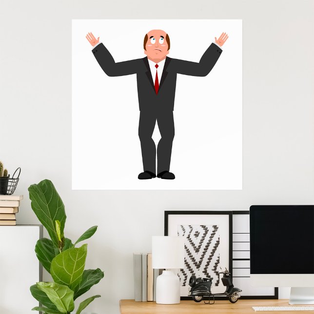 Póster Un extraño empresario calvo que se encoge de hombr (Subido por el creador)