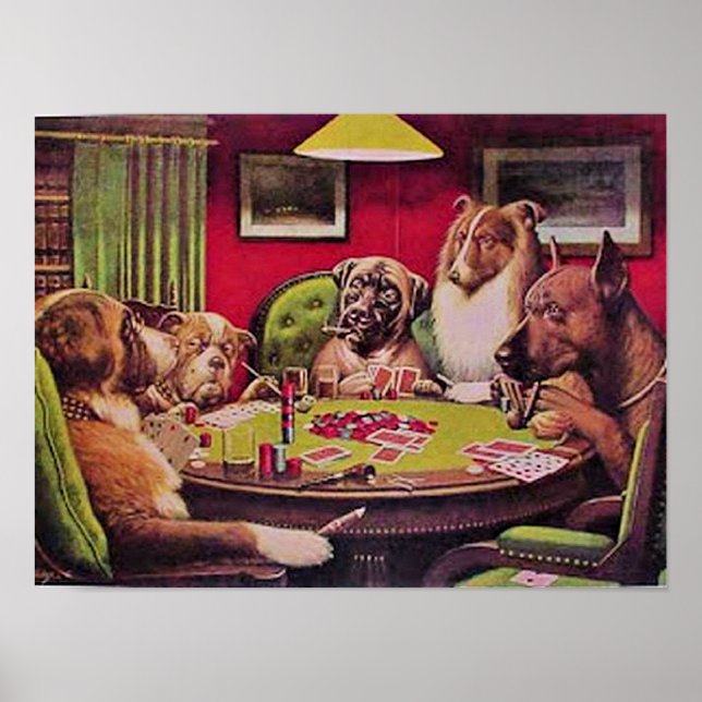 Póster Un farol audaz, perros jugando póquer, (Frente)