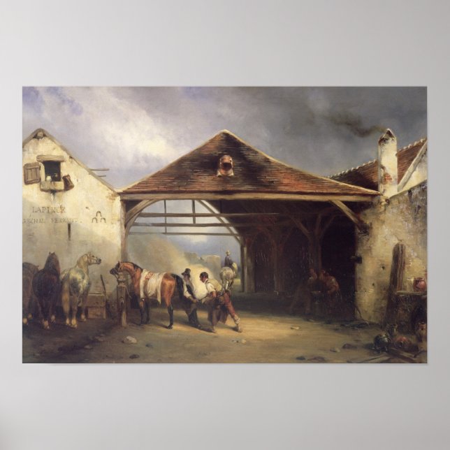 Póster Un Farrier que empaca un caballo (Frente)