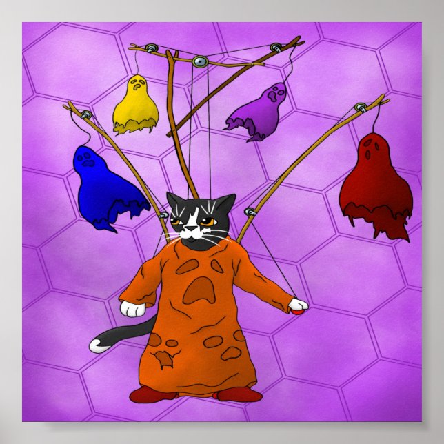 Póster Un felino felino de Halloween títere maestro de Gh (Frente)