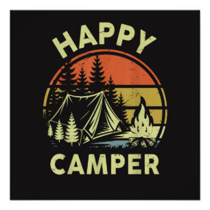 Póster Un Feliz Campista Niño Divertido Camping