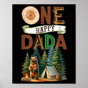 Póster Un Feliz Dada Campista Oso de Cumpleaños Camping