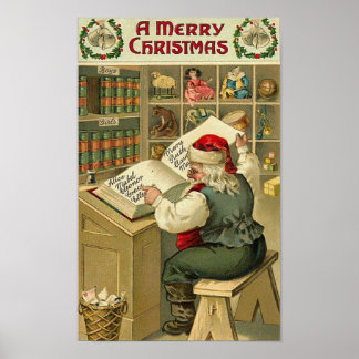 Póster Un Feliz Papá Noel en la Tarjeta de Taller