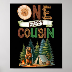 Póster Un feliz primo campista cumpleaños Camping Bea