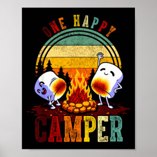 Póster Un feliz viaje de campamento retro de malvavisco
