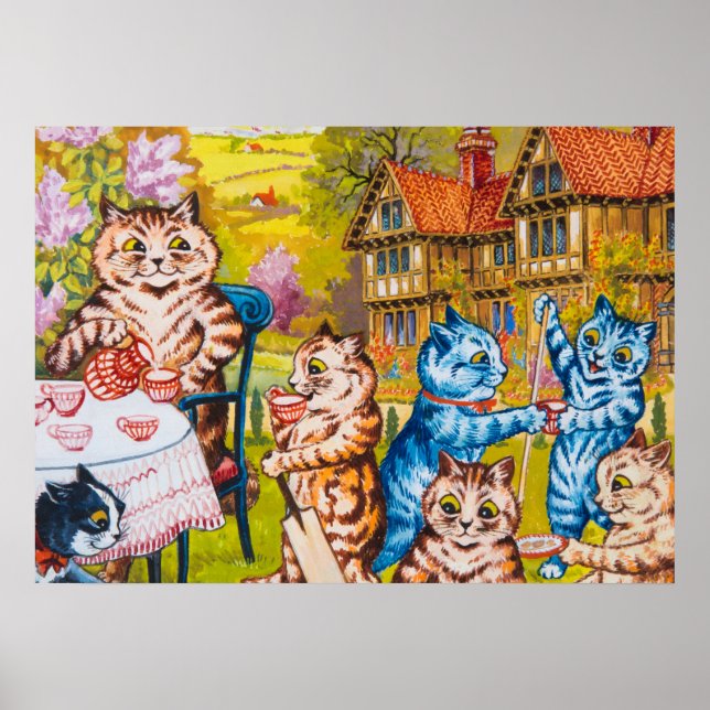 Póster Un Fiesta de té de verano por Louis Wain (Frente)