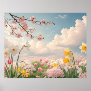 Póster Un fondo floral de primavera