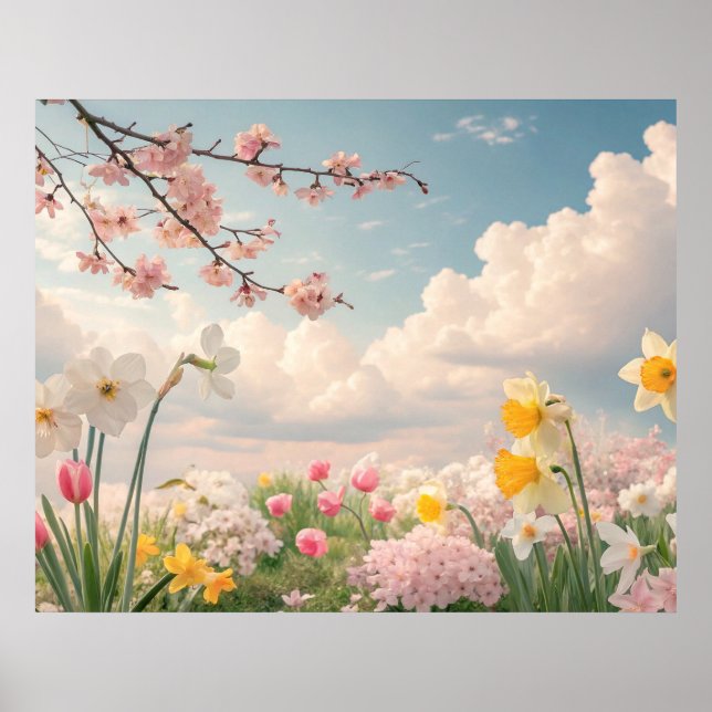Póster Un fondo floral de primavera (Frente)