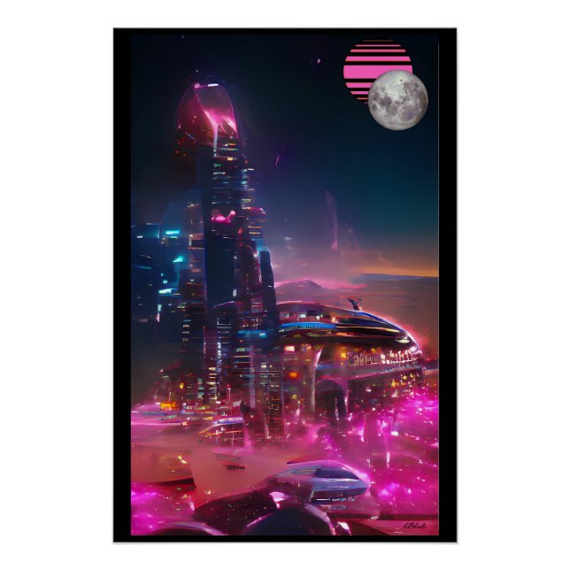 Póster Un futurismo de ruinas con vaporwave (Anverso)