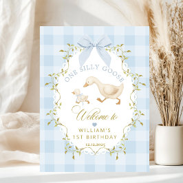 Póster Un ganso tonto bienvenida de cumpleaños con gingha