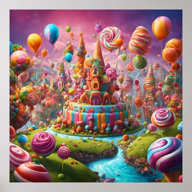 Póster Un gâteau d'anniversaire de Candyland (Frente)