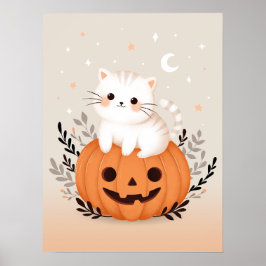 Póster Un Gatito Aburrido Sentado En La Calabaza Moderna