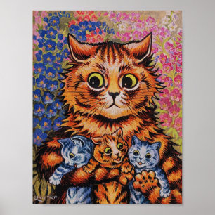 PÓSTER UN GATO A SU KITTENS LOUIS WAIN