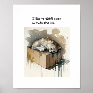 Póster Un Gato Al Que Le Gusta Dormir Fuera De La Caja