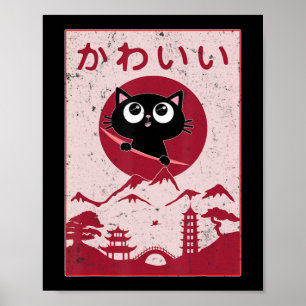 Póster Un gato antiguo de Kawaii Anime Chicas de regalo j