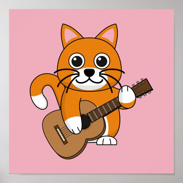 Póster Un gato blanco Naranja lindo tocando Personalizado (Frente)