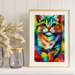 Póster Un gato colorido y divertido