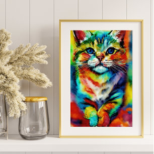 Póster Un gato colorido y divertido