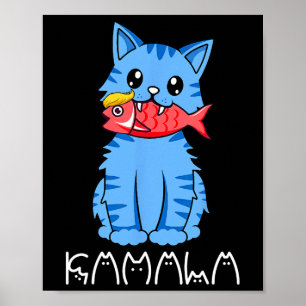 Póster Un gato de Kamala come pescado gracioso Harris Tru