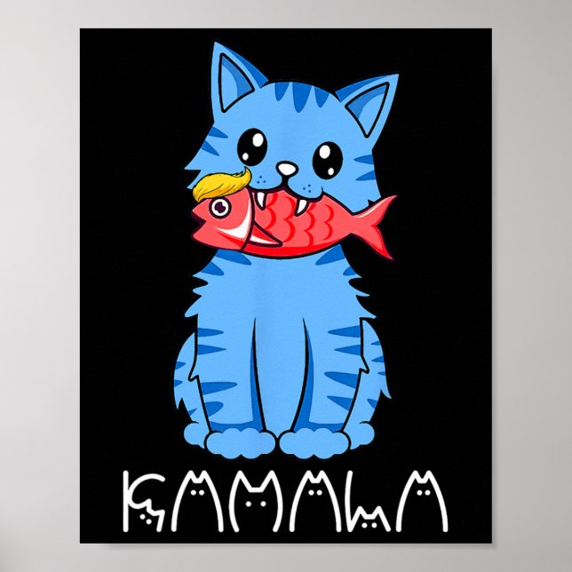 Póster Un gato de Kamala come pescado gracioso Harris Tru (Frente)