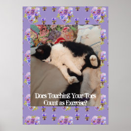 Póster Un gato de Tuxedo lindo gracioso tocar dedos de lo